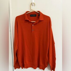 Brandini Made in Italy Sweater 100% Extra Fine Merino Wool Orange Men's M